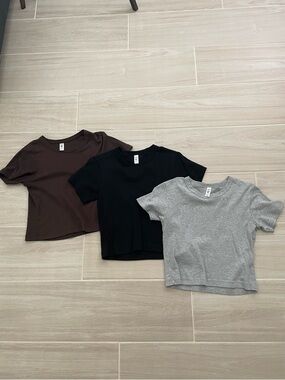 Los Angeles Apparel bundle of 3 cotton rib baby tee